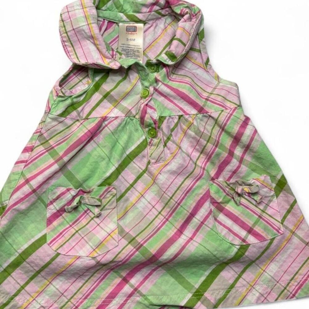 Vintage Faded Glory Baby Plaid Collared Dress 3-6M